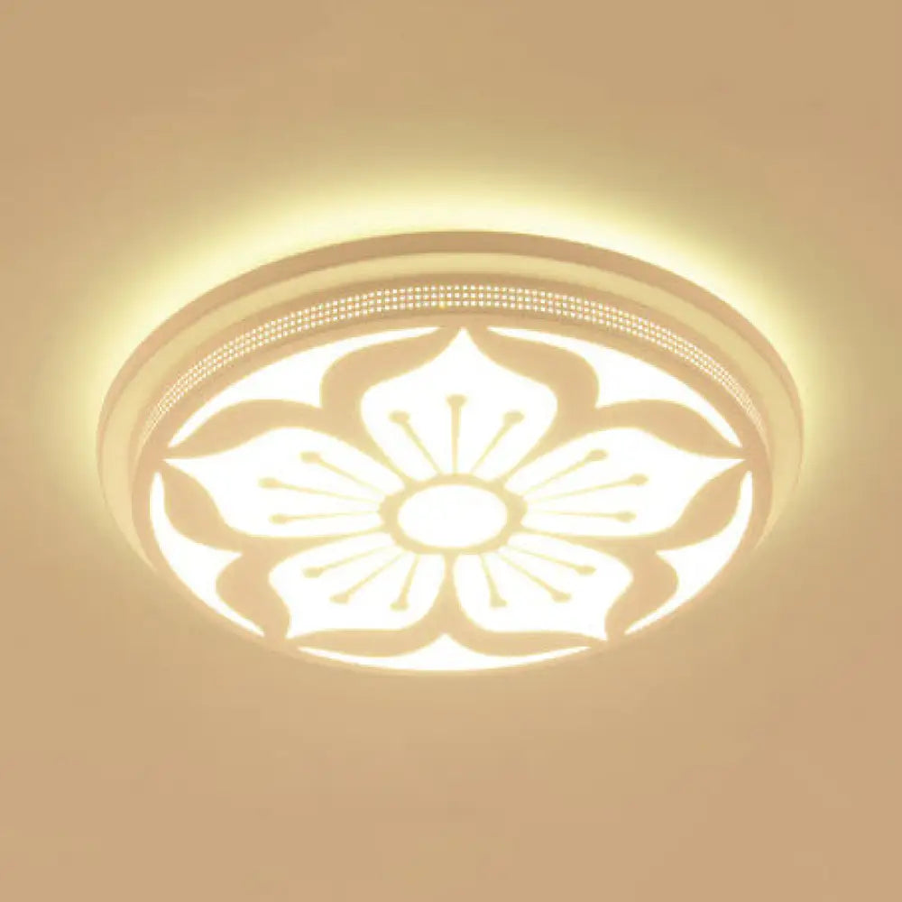 Modern Acrylic Led Flushmount Flower Ceiling Light For Dining Room And Bedroom White / 19.5’ E