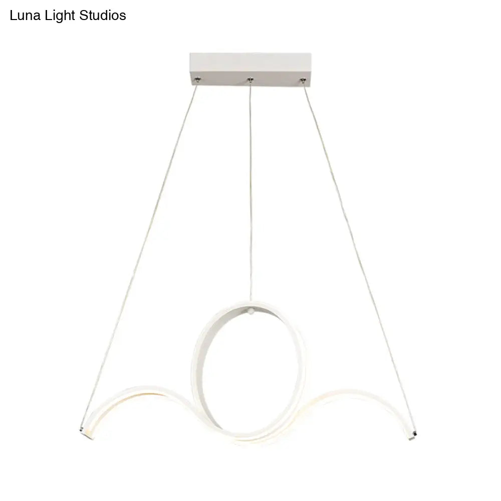 Minimalist Led White Pendant Chandelier: Twisting Acrylic Pendulum Light - Warm/White Lighting For
