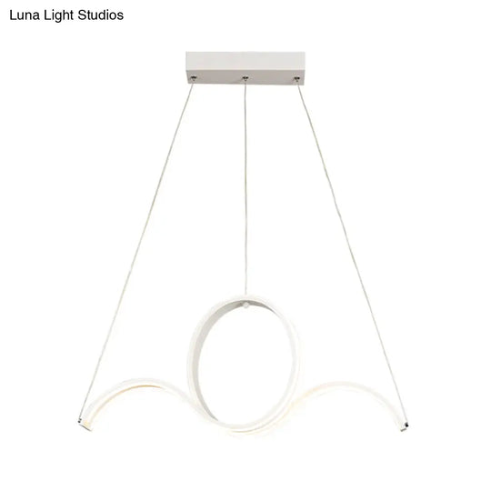 Minimalist Led White Pendant Chandelier: Twisting Acrylic Pendulum Light - Warm/White Lighting For