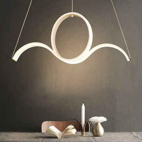 Minimalist Led White Pendant Chandelier: Twisting Acrylic Pendulum Light - Warm/White Lighting For