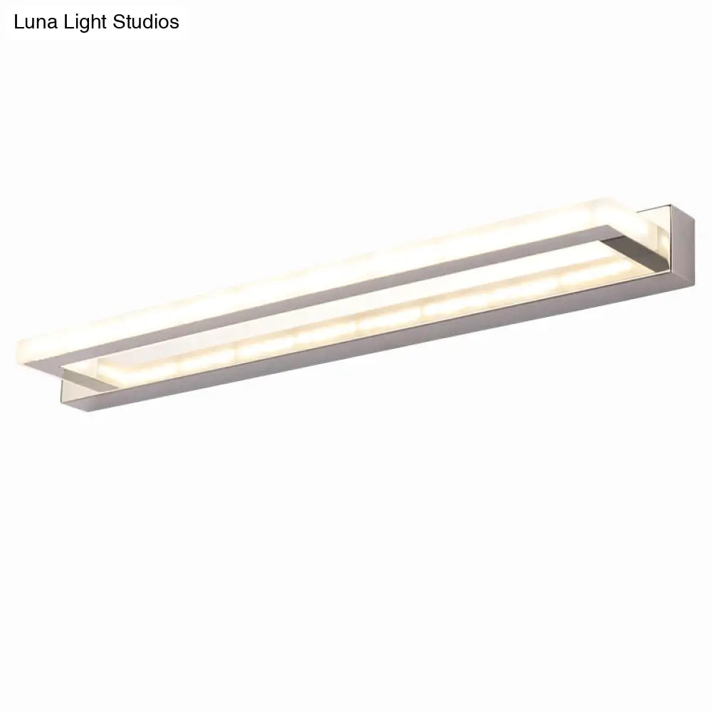 Modern Acrylic Led Vanity Sconce - Rectangular Wall Mounted Lamp (Chrome)