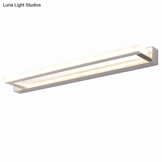 Modern Acrylic Led Vanity Sconce - Rectangular Wall Mounted Lamp (Chrome)