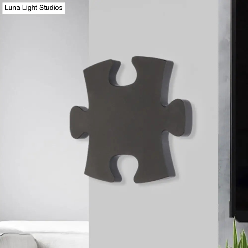 Modern Acrylic Led Wall Sconce - Black/White Jigsaw Design Warm/White Light Living Room