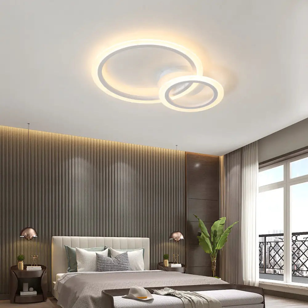Modern Acrylic Light Ring Fixture For Bedroom Ceiling – Unique White Lighting (1/2/3 Lights