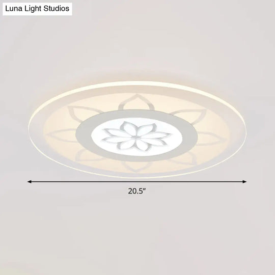 Modern Acrylic Lotus Flush Mount - 16.5’/20.5’ Wide Ceiling Lamp In Warm/White/3 Color Light