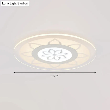Modern Acrylic Lotus Flush Mount - 16.5’/20.5’ Wide Ceiling Lamp In Warm/White/3 Color Light