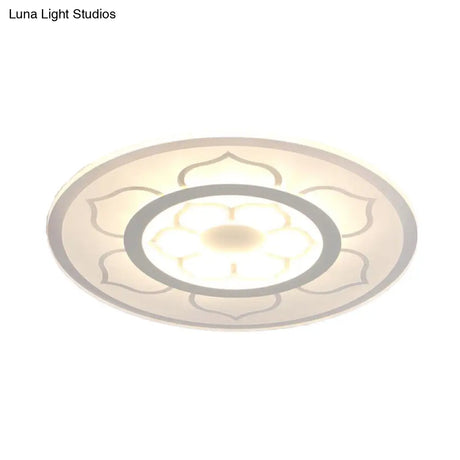 Modern Acrylic Lotus Flush Mount Lamp - Led Ceiling Light (8’/16.5’/20.5’) In Warm Or White