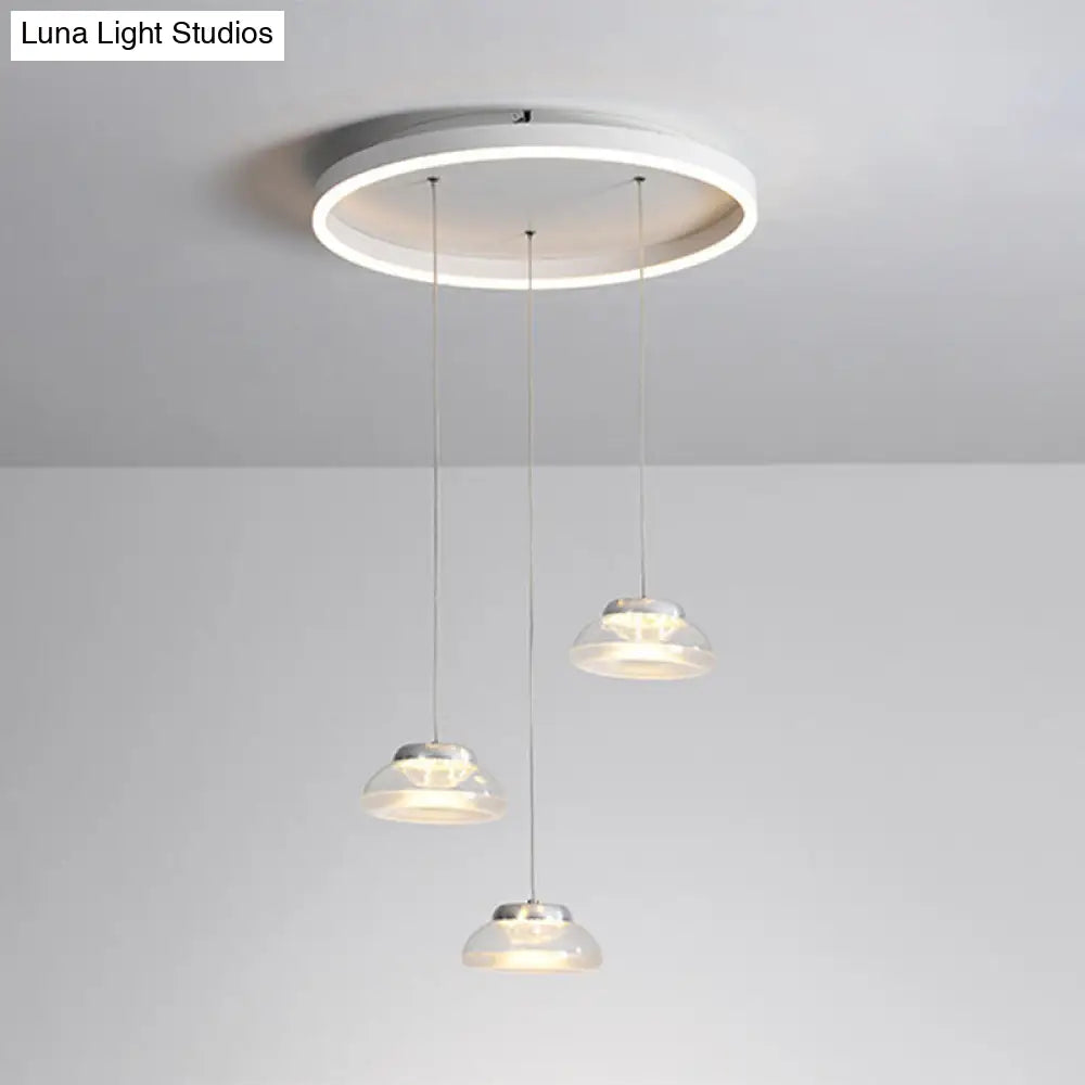Modern Acrylic Oval Pendant Light - 3-Light Led Suspension Lamp In White/Warm White /