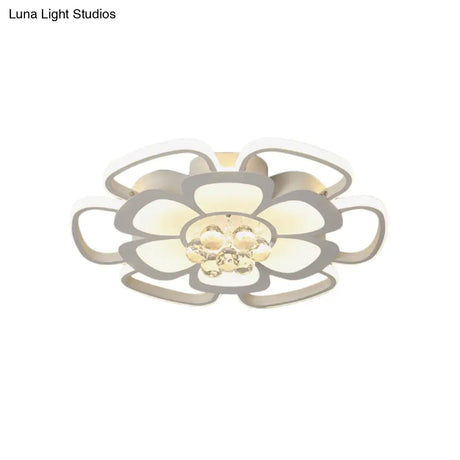 Modern Acrylic Petal Flush Mount Led Ceiling Light - 20.5’/27’ W Warm/White Round Design White