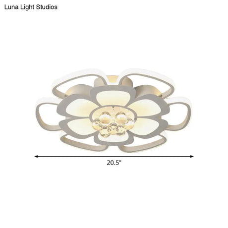 Modern Acrylic Petal Flush Mount Led Ceiling Light - 20.5’/27’ W Warm/White Round Design White