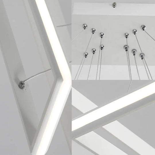 Modern Tiered Rectangular Chandelier With Acrylic Panels - 3 Black/White Led Lights In White Or Warm