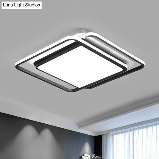 Modern Acrylic Rhombus Flush Light In Black & White: Led Ceiling Fixture Black-White / 16.5 White