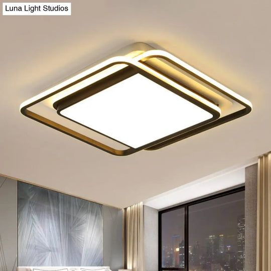 Modern Acrylic Rhombus Flush Light In Black & White: Led Ceiling Fixture Black-White / 16.5 Third