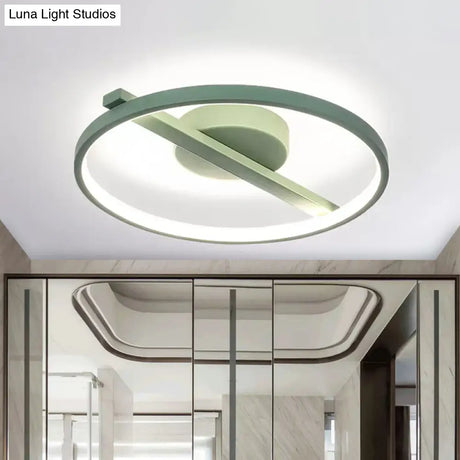 Modern Acrylic Ring Flush Mount Ceiling Light In Black/White/Blue For Living Room - Warm/White