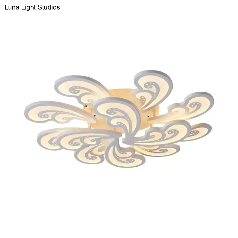 Modern Acrylic Spindrift Ceiling Light W/ 6/12/15-White Led Bulbs In Warm/White - Semi Flush Mount