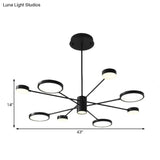 Modern Acrylic Sputnik Chandelier Pendant Light: Black Led Hanging Lamp Fixture With 6/8/10 Lights