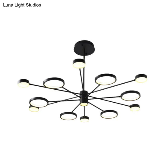 Modern Acrylic Led Sputnik Chandelier With 6/8/10 Lights In Black White/Warm Light