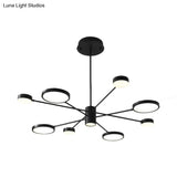 Modern Acrylic Sputnik Chandelier Pendant Light: Black Led Hanging Lamp Fixture With 6/8/10 Lights