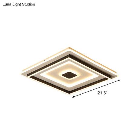 Modern Acrylic Square Flushmount Led Ceiling Light In Black - 18/21.5 Wide Warm/White