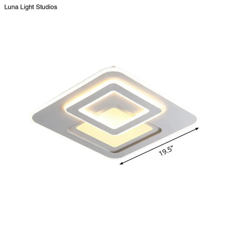 Modern Acrylic Square Flushmount Led Ceiling Light In Warm/White
