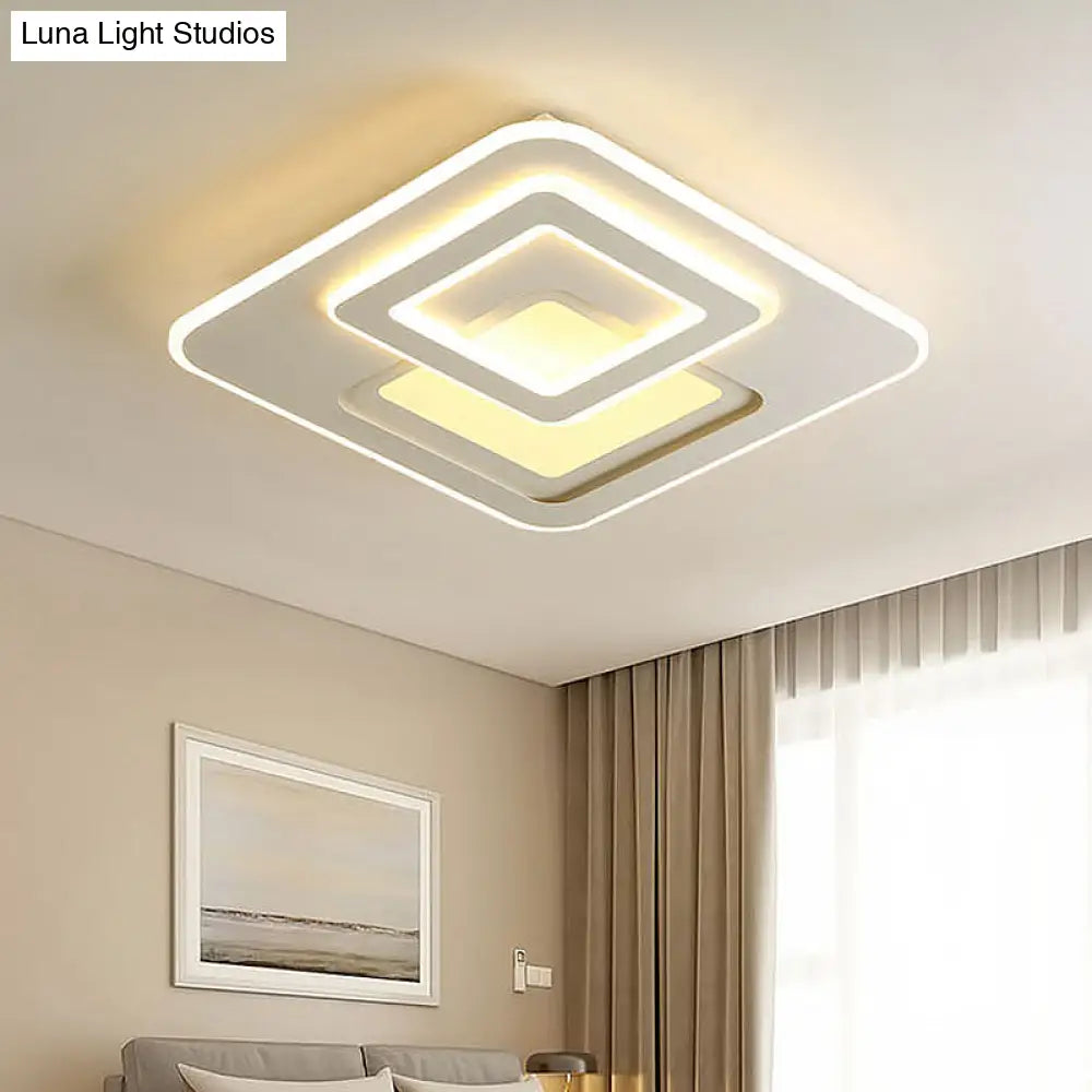 Modern Acrylic Square Flushmount Led Ceiling Light In Warm/White