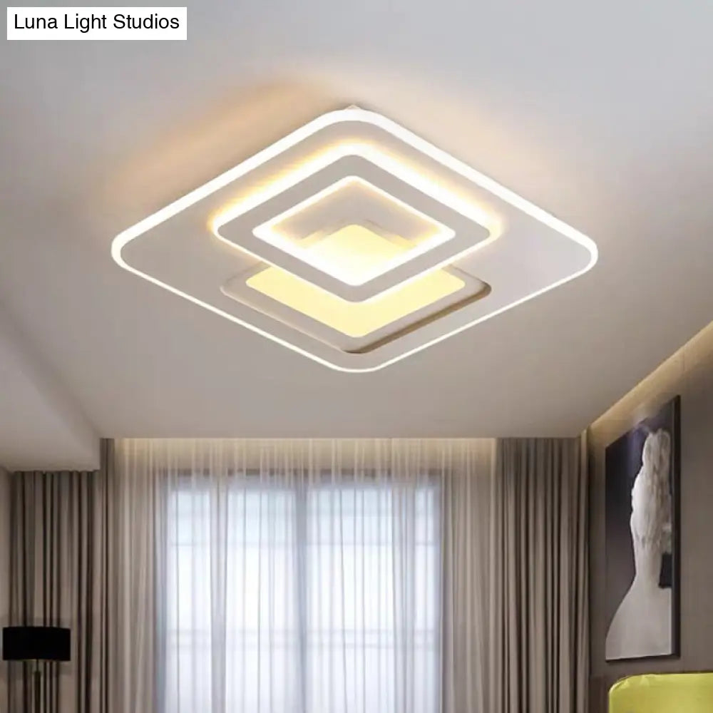 Modern Acrylic Square Flushmount Led Ceiling Light In Warm/White White / Warm