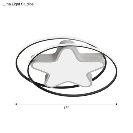 Modern Acrylic Star Flush Ceiling Light Led Mount Fixture In Warm/White - White Ring