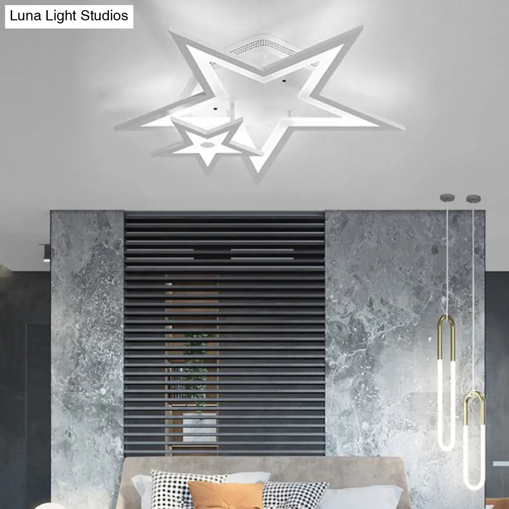 Modern Acrylic Star Led Ceiling Light - White Dining Room Fixture / 19.5