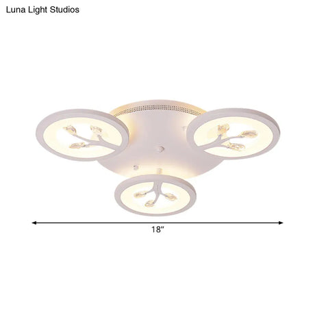 Modern Acrylic Tree Flush Mount Ceiling Light With Led And Crystal Accents - 3/6/9 - Light Fixture