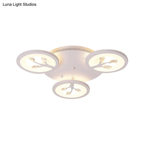 Modern Acrylic Tree Flush Mount Ceiling Light With Led And Crystal Accents - 3/6/9 - Light Fixture
