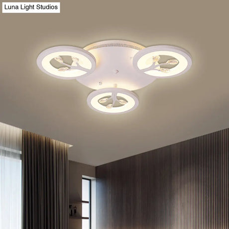 Modern Acrylic Tree Flush Mount Ceiling Light With Led And Crystal Accents - 3/6/9 - Light Fixture