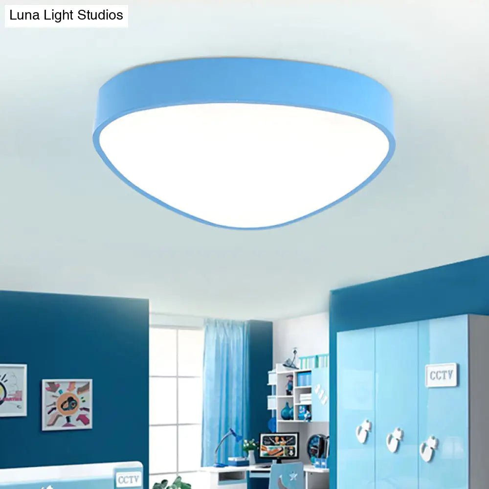 Modern Acrylic Triangle Ceiling Mount Light - Red/Blue/Yellow Led Flush Lamp 18’/23.5’ Dia