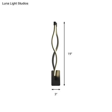 Modern Acrylic Twist Wall Light Sconce In Black/White - Neutral/Warm/White