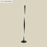 Modern Acrylic Twisted Stick Floor Lamp - Black/White Led Stand Up Light With Spiral Design In