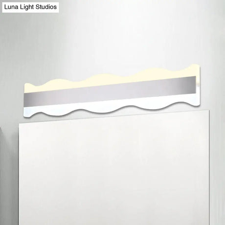 Modern Acrylic Wave Vanity Lighting - Led 16/20 Wide White Sconce Light Fixture White/Warm