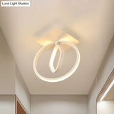 Modern Acrylic White/Black Led Ceiling Lighting For Bedroom - Ring And Rhombus Flush Mount In