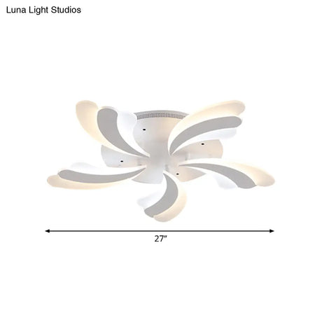 Modern Acrylic Windmill Ceiling Lamp - 3/5/9 Lights White Flush Mount Light Fixture In