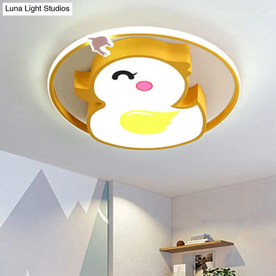 Modern Acrylic Yellow Duck Flush Mount Ceiling Light Fixture