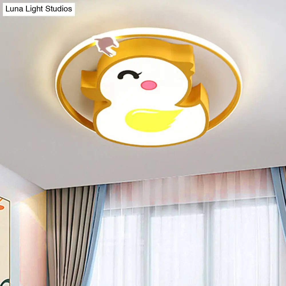 Modern Acrylic Yellow Duck Flush Mount Ceiling Light Fixture