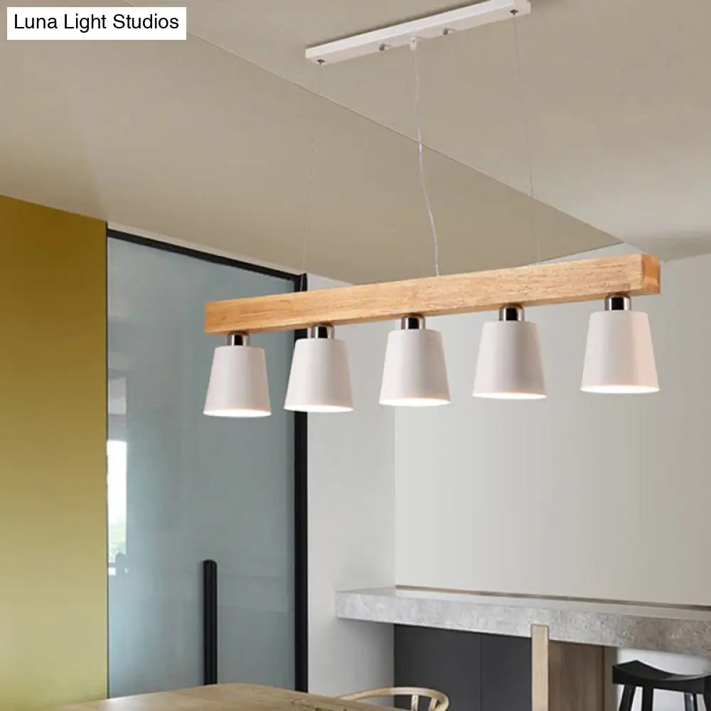 Modern Adjustable Cone Pendant Lamp - 3/5-Light Island Drop Light In Black/White 5 / White