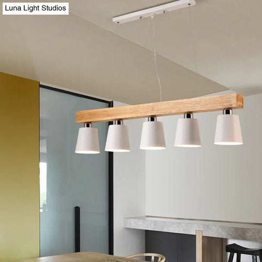 Modern Adjustable Cone Pendant Lamp - 3/5-Light Island Drop Light In Black/White 5 / White