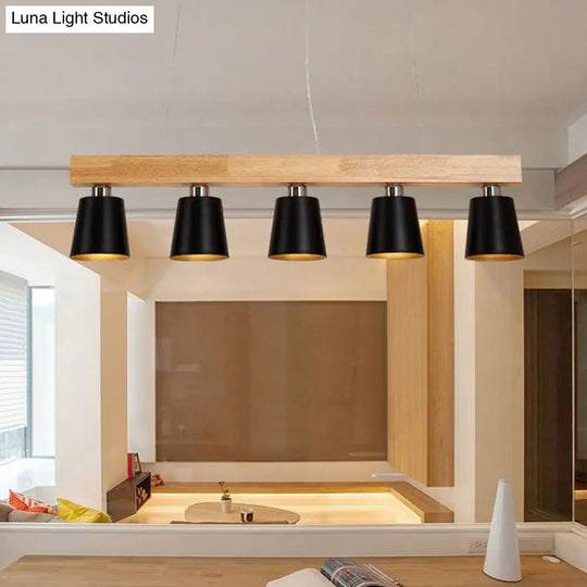 Modern Adjustable Cone Pendant Lamp - 3/5-Light Island Drop Light In Black/White 5 / Black