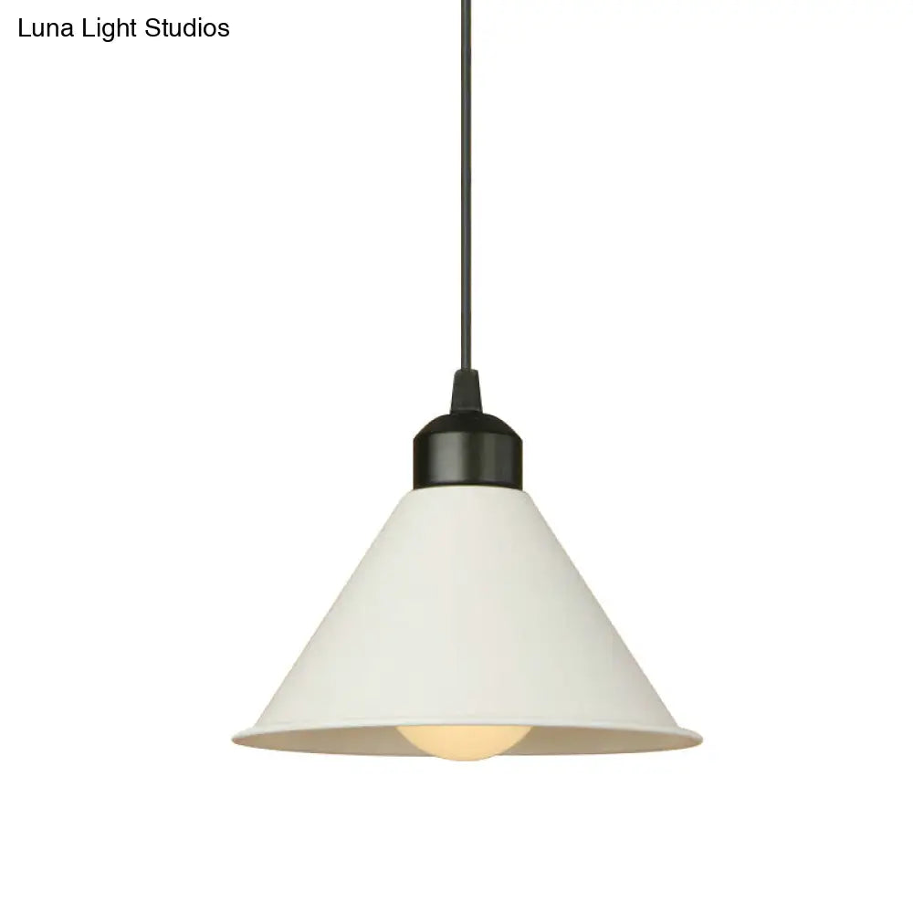 Modern Adjustable Cone Pendant Lamp - Stylish Black/White Metal Ceiling Hanging Light With 1 And