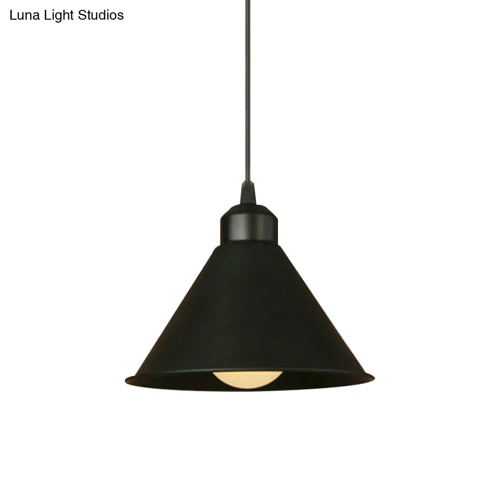 Modern Adjustable Cone Pendant Lamp - Stylish Black/White Metal Ceiling Hanging Light With 1 And