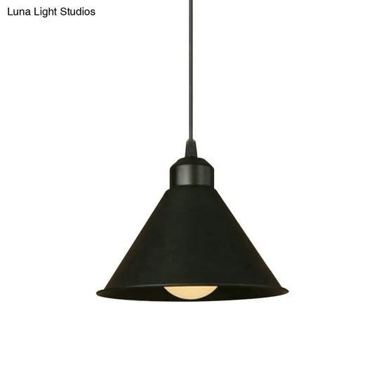Modern 1-Light Cone Pendant Lamp: Black/White Metal Hanging Light With Adjustable Cord