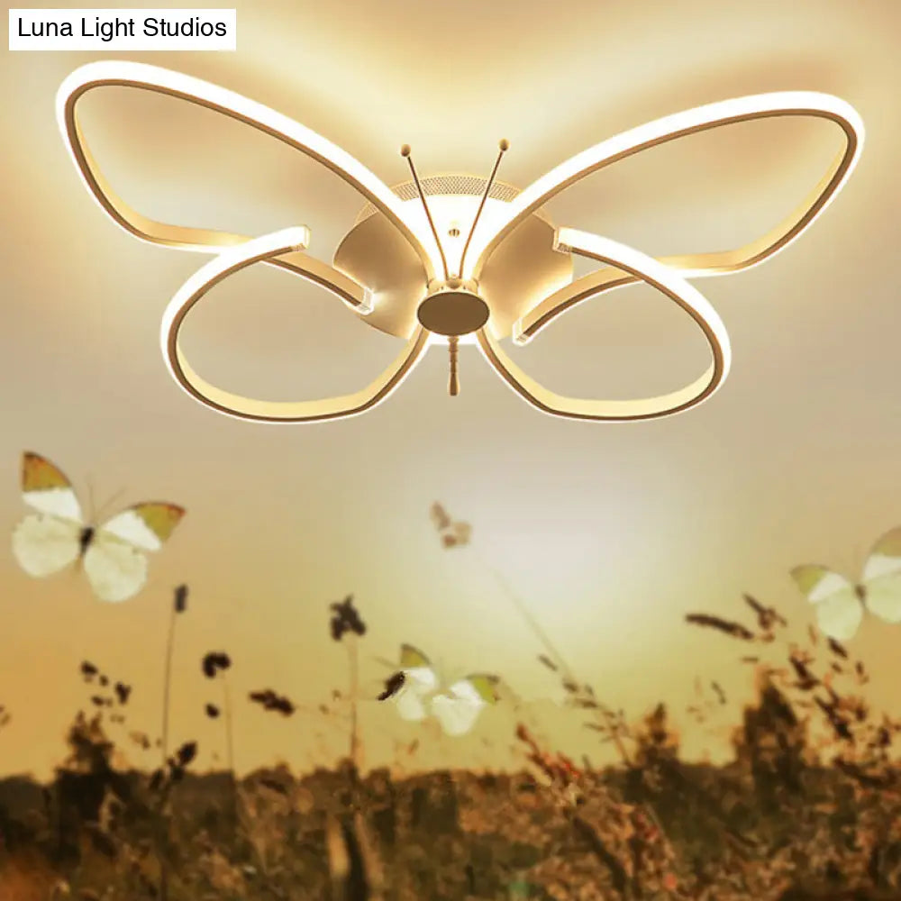 Modern Aluminum Butterfly Led Flush Mount Ceiling Light For Bedrooms White / 15’ Warm
