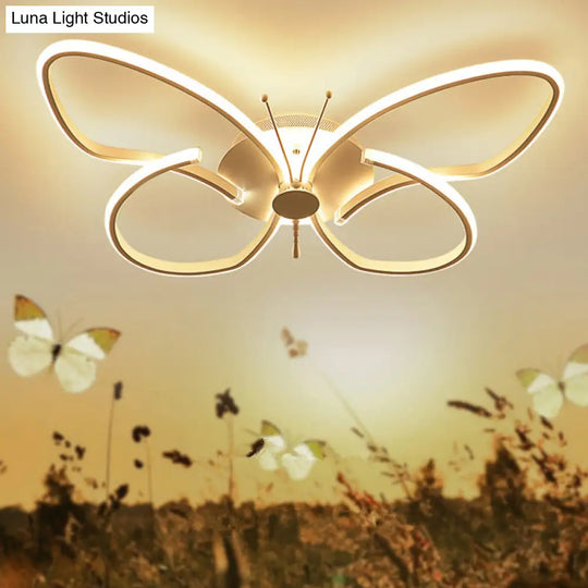 Modern Aluminum Butterfly Led Flush Mount Ceiling Light For Bedrooms White / 15’ Warm