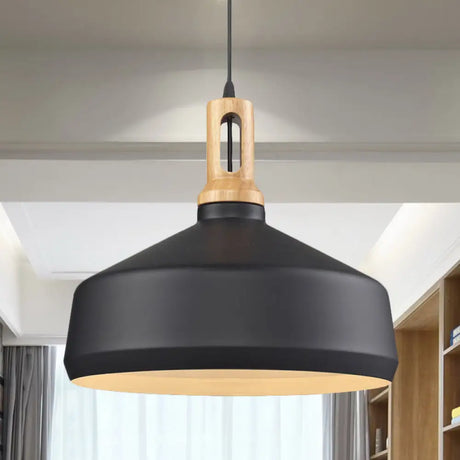 Modern Aluminum Cone/Drum Shade Hanging Ceiling Light - 1 Pendant In Black/White Black / C