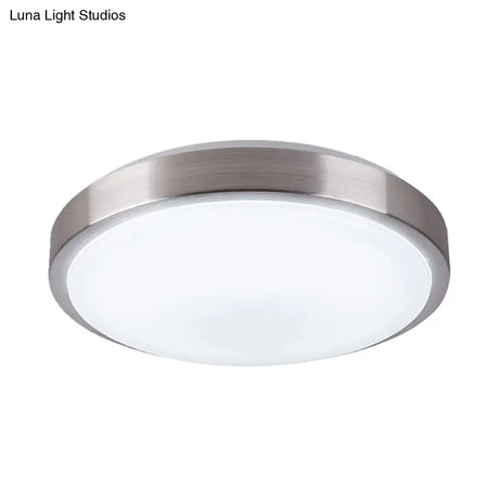 Modern Aluminum Flush Ceiling Light With Acrylic Diffuser - Warm/White Led Silver Finish