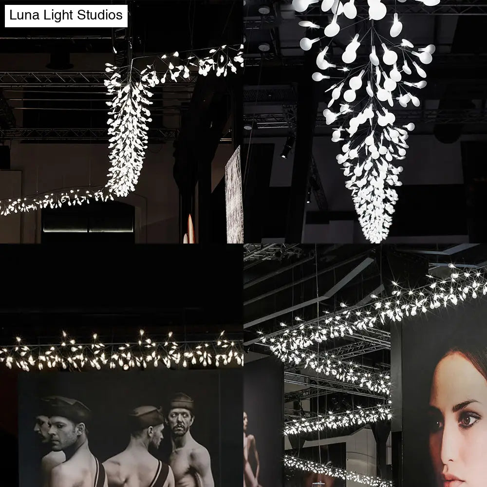 Modern Aluminum Island Ceiling Lamp: Nickel/Rose Gold Branching Design With Acrylic Shade Rose